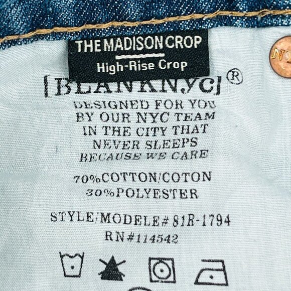 Blank NYC The Madison Crop Jeans SIze 26 Distressed  Light Wash High Rise - Picture 6 of 12